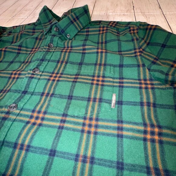 Eddie Bauer Classic Fit Flannel Shirt Men's Size Large Green Plaid Long Sleeve - Picture 9 of 10